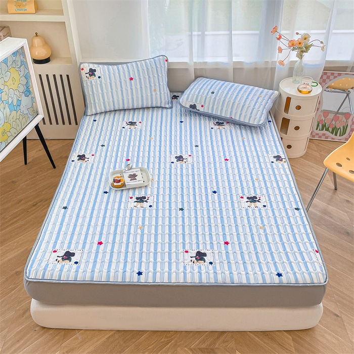 91家纺网 家纺一手货源 找家纺 布卢姆床垫 2025新款5mmA类乳胶凉席床笠套件夏被组合 条纹象