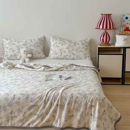 觅糖家纺 2025新款软糯针织云柔大豆夏被 素雅