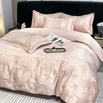 91家纺网 家纺一手货源 找家纺 （总）子曰 2025新款金丝提花浮雕刺绣水洗真丝四件套