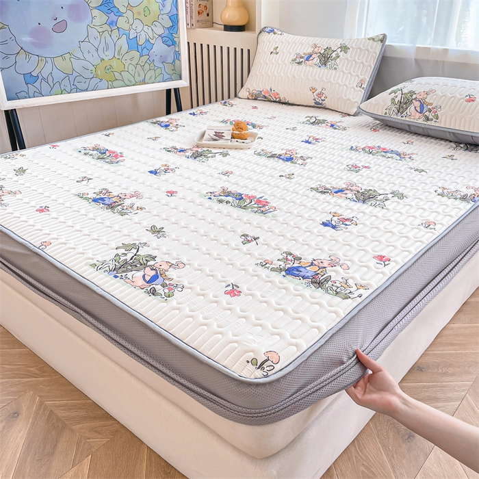 91家纺网 家纺一手货源 找家纺 布卢姆床垫 2025新款5mmA类乳胶凉席床笠套件夏被组合 兔子先生