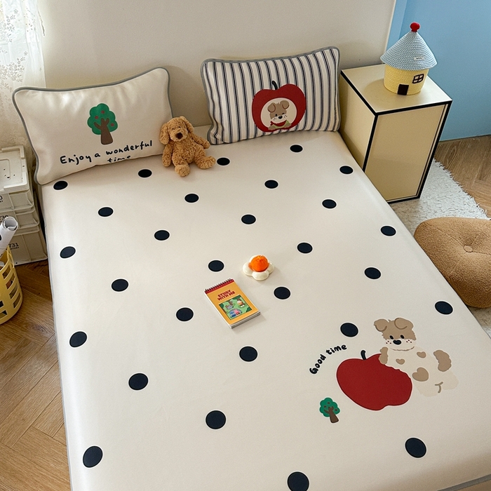 91家纺网 家纺一手货源 找家纺 美乐迪家纺 2025新款碳光凉感冰丝席 苹果狗狗