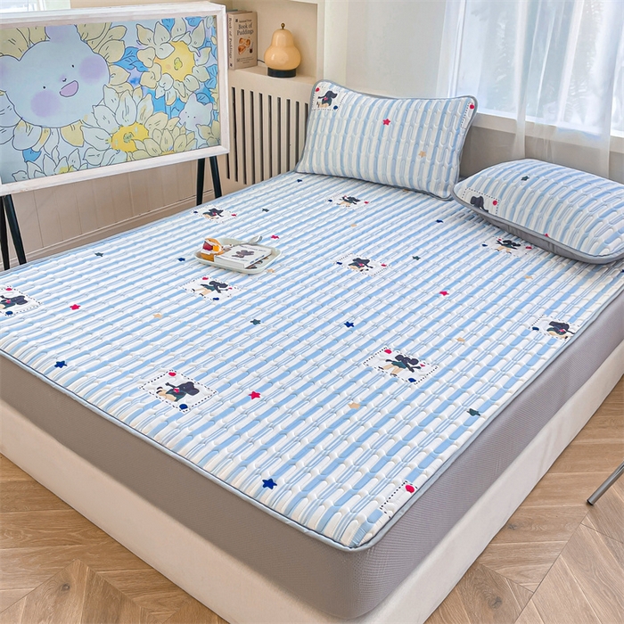 91家纺网 家纺一手货源 找家纺 布卢姆床垫 2025新款5mmA类乳胶凉席床笠套件夏被组合 条纹象