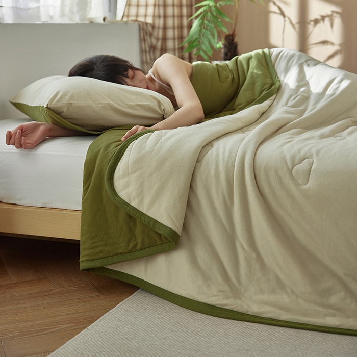 91家纺网 家纺一手货源 找家纺 （总）安莱生活 2025新款全棉纯棉云感针织棉双拼夏被夏凉被空调被