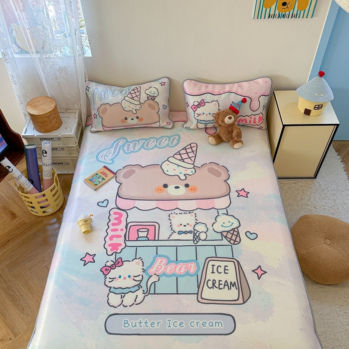 91家纺网 家纺一手货源 找家纺 美乐迪家纺 2025新款碳光凉感冰丝席 冰淇淋小站