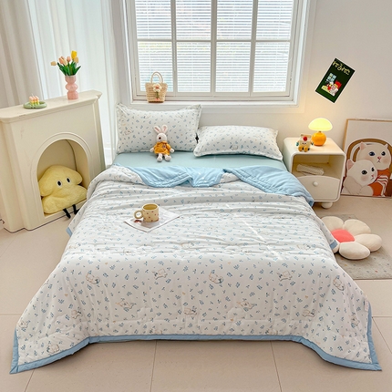 91家纺网 家纺一手货源 找家纺 （总）西域种棉人·千百笠 2025新款A类新疆棉花夏凉被加宽包边水洗棉卡通印花吸湿透气棉花夏被空调被