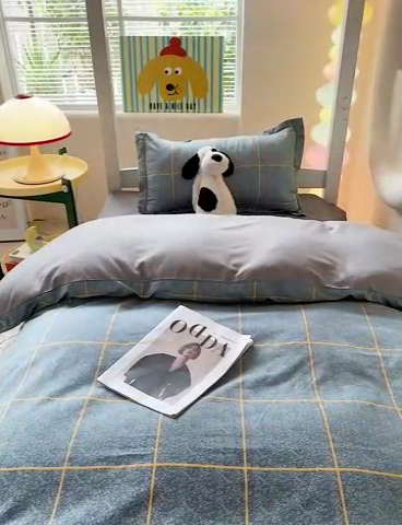 91家纺网 家纺一手货源 找家纺 悦织湾家纺 2025新款印花学生宿舍亲肤芦荟棉三件套单双人四件套轻奢印花磨毛床上用品 富士山下