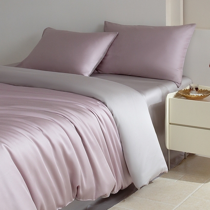云栖家居 202560支兰精天丝纯拼色四件套 紫灰银灰