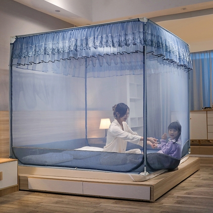 91家纺网 家纺一手货源 找家纺 （总）夏彩 2025新款U型三开门外穿坐床蚊帐系列-货号88538/88539