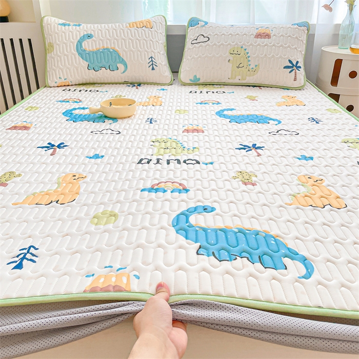 91家纺网 家纺一手货源 找家纺 布卢姆床垫 2025新款5mmA类乳胶凉席床笠套件夏被组合 恐龙世界