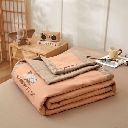 91家纺网 家纺一手货源 找家纺 （总）西域种棉人·千百笠 2025新款A类100%新疆棉花夏凉被纯棉全棉填充毛巾绣绣花纯色双拼原棉空调被夏被