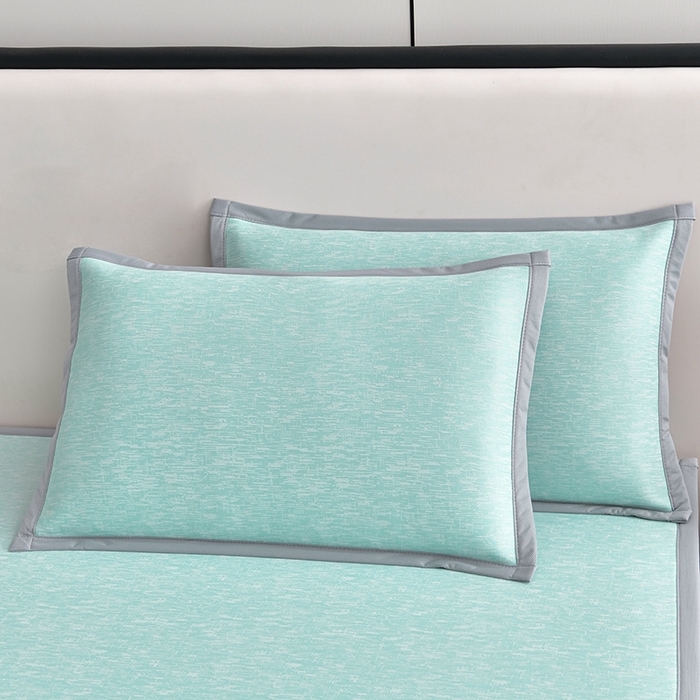 91家纺网 家纺一手货源 找家纺 芯诗曼家纺 2025新款三明治凉感丝提花冰丝席凉席 莫兰-绿床席款