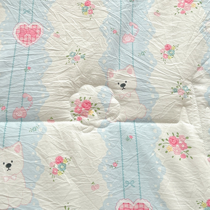 91家纺网 家纺一手货源 找家纺 西域种棉人·千百笠 2025新款A类新疆棉花夏凉被加宽包边水洗棉卡通印花吸湿透气棉花夏被空调被 凌香 爱心狗