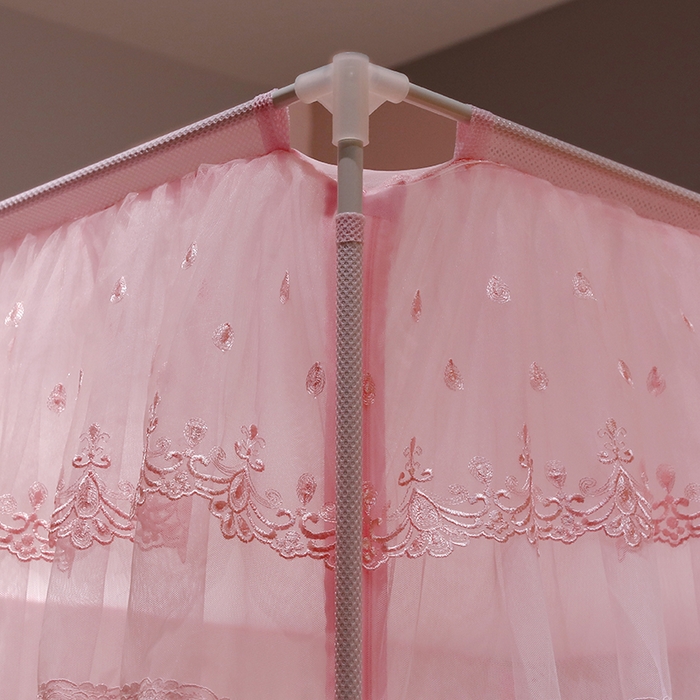 91家纺网 家纺一手货源 找家纺 夏彩 2025新款U型三开门外穿坐床蚊帐系列-货号88538/88539 88539粉色