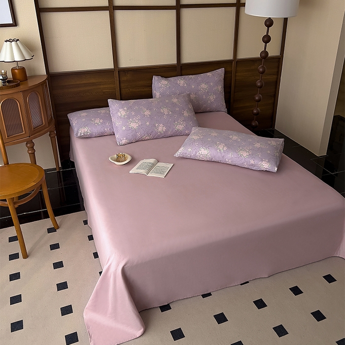 91家纺网 家纺一手货源 找家纺 优品阁  2025新款A类全棉有氧双层纱四件套 安然花语