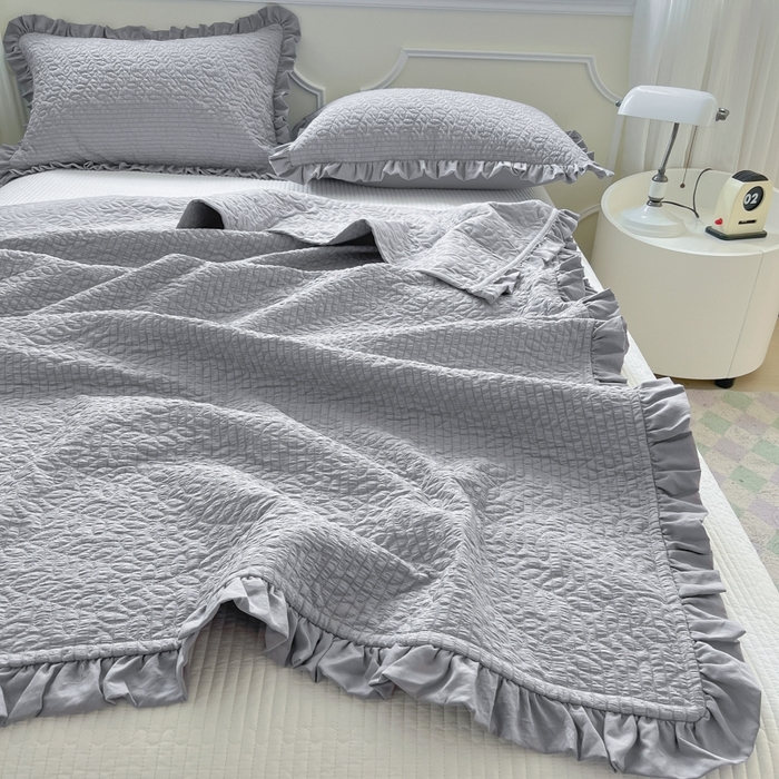 91家纺网 家纺一手货源 找家纺 乐卧家居 2026新款春夏轻氧自然系韩式透气薄款夏被空调被子-曼尼 曼尼-灰色