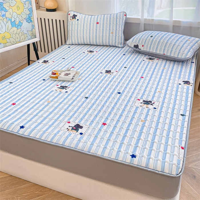 91家纺网 家纺一手货源 找家纺 布卢姆床垫 2025新款5mmA类乳胶凉席床笠套件夏被组合 条纹象