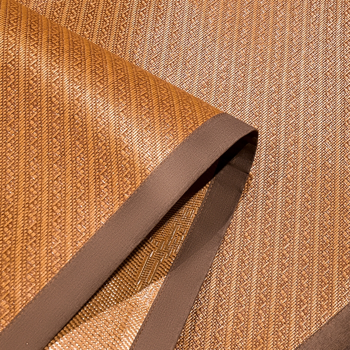 91家纺网 家纺一手货源 找家纺 绒艺席业 2025新款艾草藤席冰丝双面席席子凉席 萌萌熊猫-斜条纹