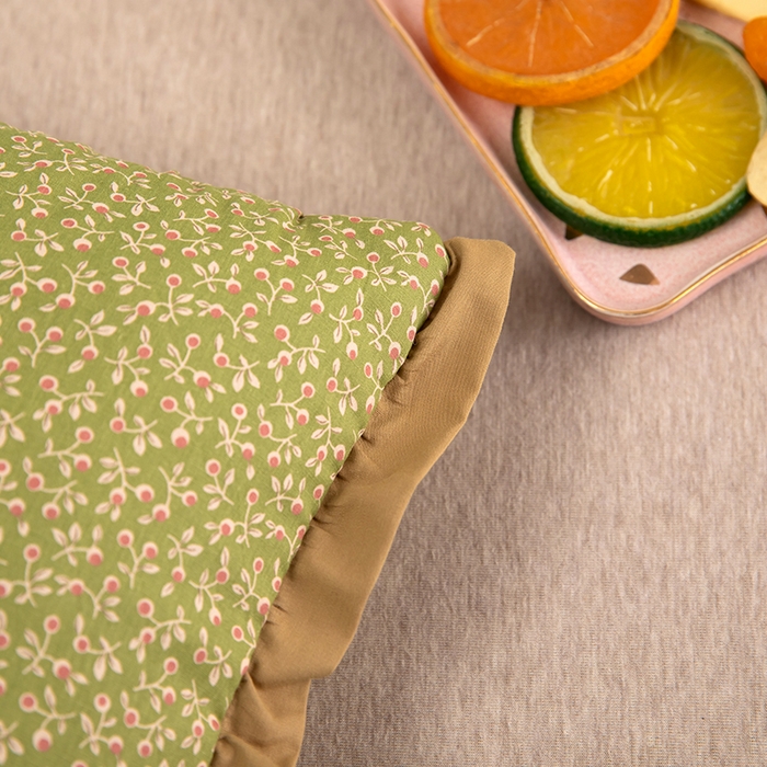 91家纺网 家纺一手货源 找家纺 九州枕芯 2025新款全棉双层小碎花纯荞麦枕 枕头枕芯 草绿色35*55cm/只