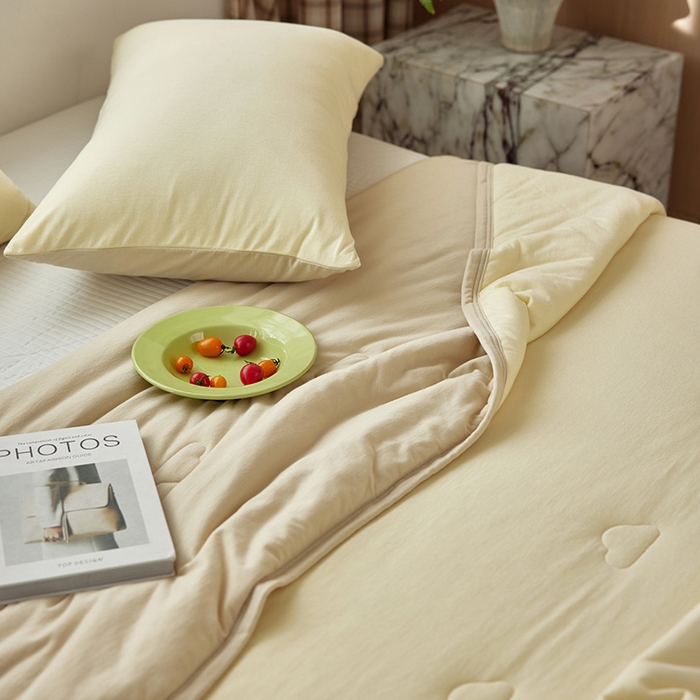 91家纺网 家纺一手货源 找家纺 安莱生活 2025新款全棉纯棉云感针织棉双拼夏被夏凉被空调被 菁甘绿双拼