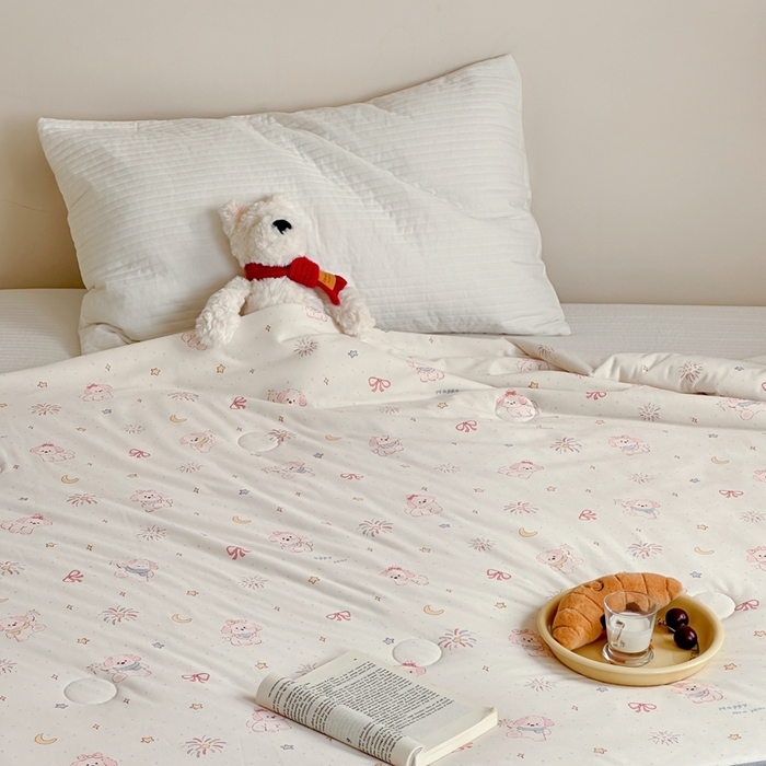 91家纺网 家纺一手货源 找家纺 觅糖家纺 2025新款软糯针织云柔大豆夏被 奶油小狗