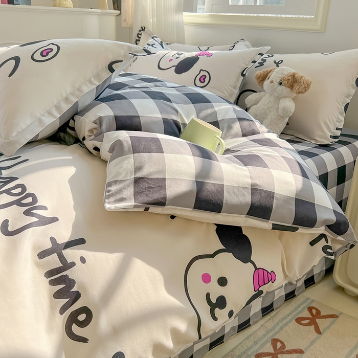 91家纺网 家纺一手货源 找家纺 悦织湾家纺 2025新款亲肤芦荟棉四件套轻奢印花磨毛床上用品亲肤棉四件套 可爱多