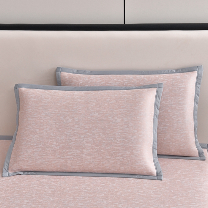 91家纺网 家纺一手货源 找家纺 芯诗曼家纺 2025新款三明治凉感丝提花冰丝席凉席 莫兰-粉床席款