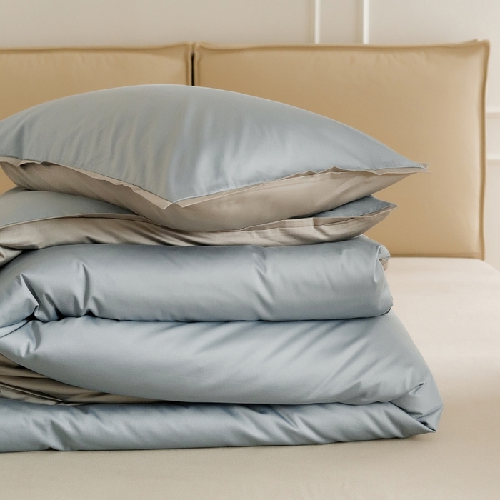 91家纺网 家纺一手货源 找家纺 2025新款长绒棉缺角工艺单品系列单被套 静谧蓝