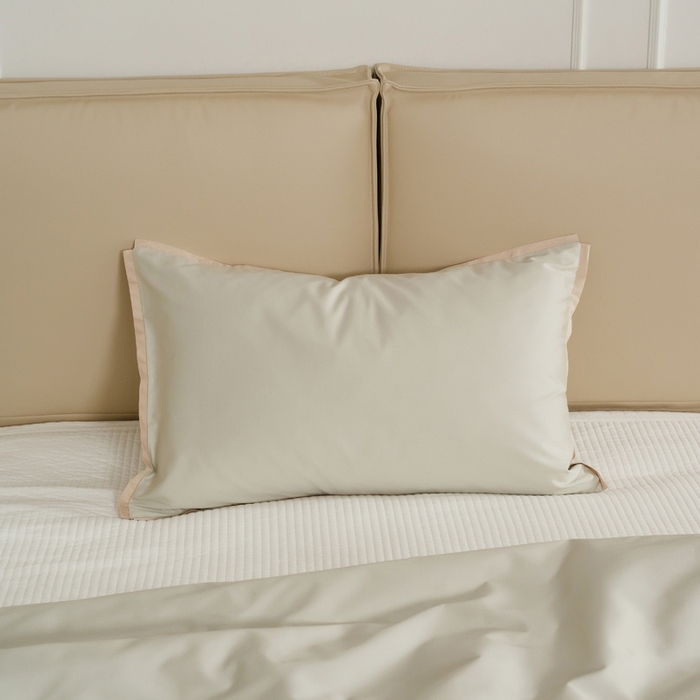 91家纺网 家纺一手货源 找家纺 EH家居 2025新款长绒棉缺角工艺单品系列单枕套 杏子灰