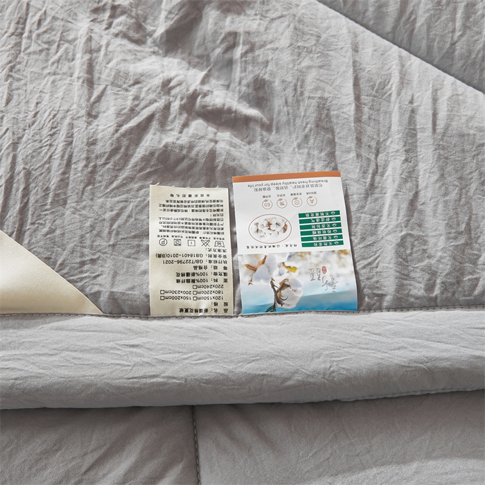 91家纺网 家纺一手货源 找家纺 西域种棉人·千百笠 2025新款A类100%新疆棉花夏凉被纯棉全棉填充毛巾绣绣花纯色双拼原棉空调被夏被 贵族灰