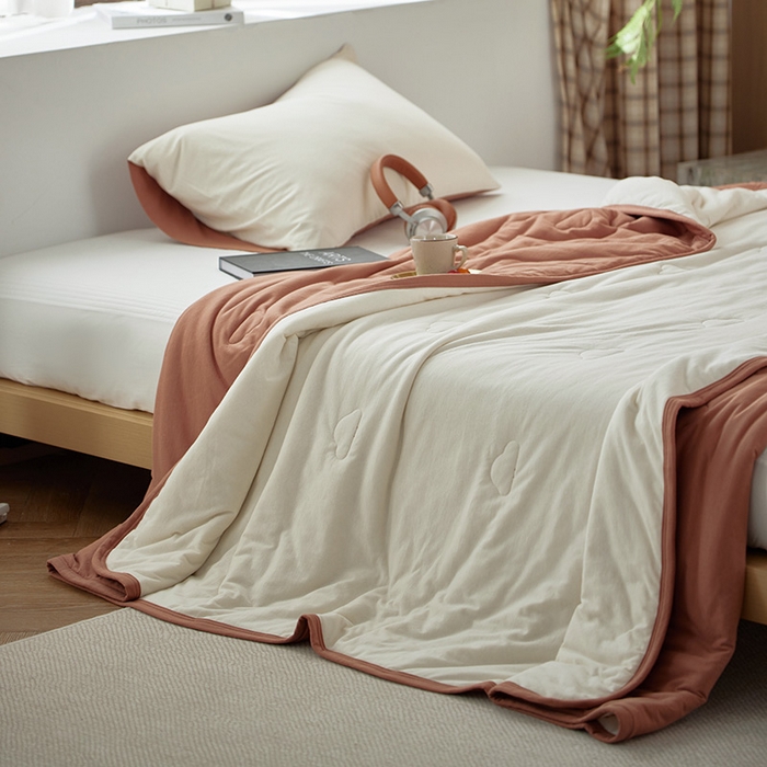 91家纺网 家纺一手货源 找家纺 安莱生活 2025新款全棉纯棉云感针织棉双拼夏被夏凉被空调被 椰慕双拼