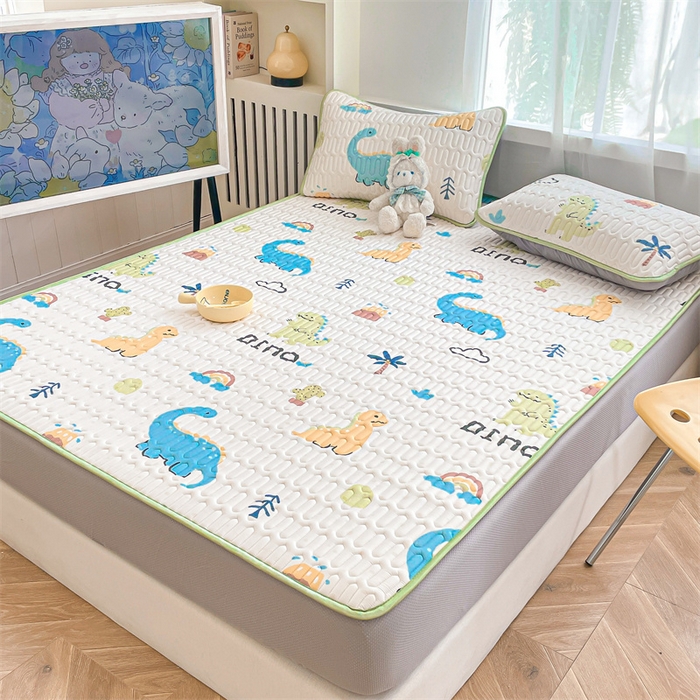 91家纺网 家纺一手货源 找家纺 布卢姆床垫 2025新款5mmA类乳胶凉席床笠套件夏被组合 恐龙世界