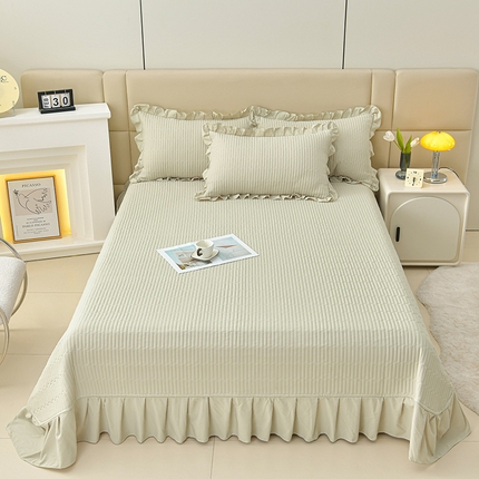 91家纺网 家纺一手货源 找家纺 （总）星窝家纺 2025新款水洗棉花边床裙式多功能床盖三件套