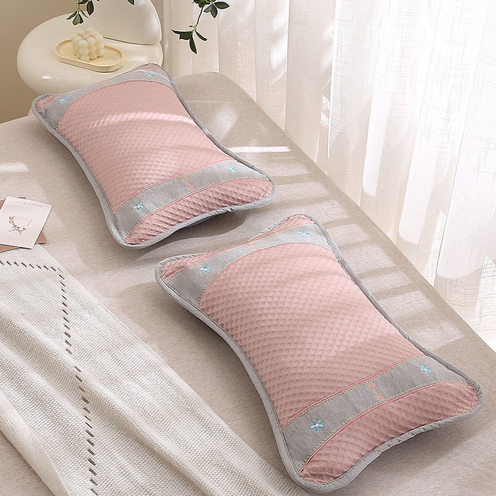 91家纺网 家纺一手货源 找家纺 纽乐家纺 2025夏季夏凉茶香枕头冰丝凉感华夫格凉豆豆茶叶茉莉花枕头枕芯 冰丝华夫格茶香枕-粉色 35x55cm/只