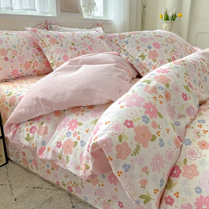 91家纺网 家纺一手货源 找家纺 红粉佳人家纺 2025春夏新款A类全棉纯棉12868纯棉单被套 倾心之恋