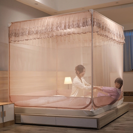 91家纺网 家纺一手货源 找家纺 （总）夏彩 2025新款U型三开门外穿坐床蚊帐系列-货号88538/88539