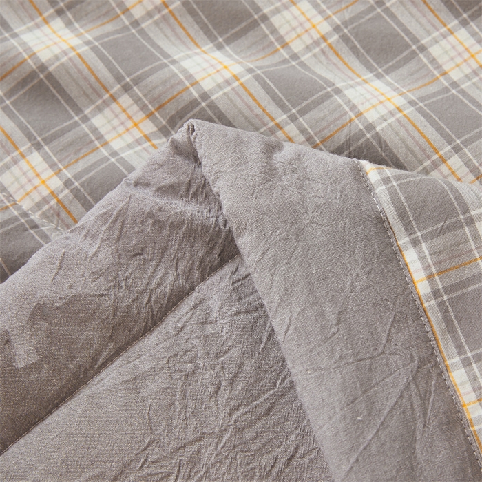 91家纺网 家纺一手货源 找家纺 2025新款A类里外全棉夏凉被100%新疆棉纯棉全棉填充无印格子款空调被原棉夏被 里外全棉-韵灰格