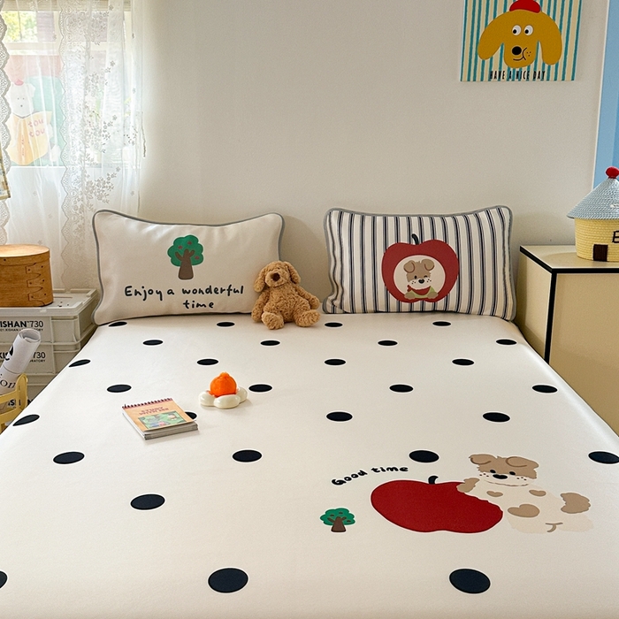 91家纺网 家纺一手货源 找家纺 美乐迪家纺 2025新款碳光凉感冰丝席 苹果狗狗