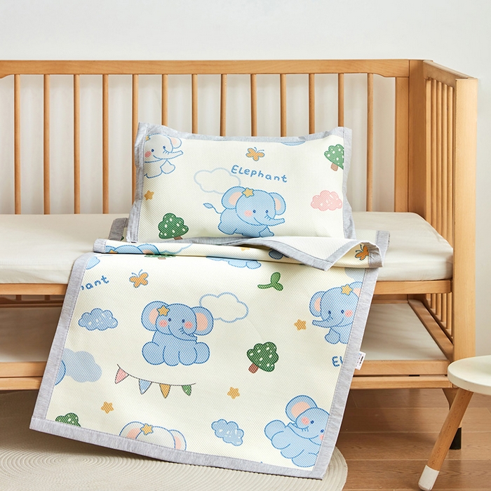 91家纺网 家纺一手货源 找家纺 嗨生活 2025新款A类儿童冰藤枕套 幼儿园枕套 儿童枕套 欢乐小象