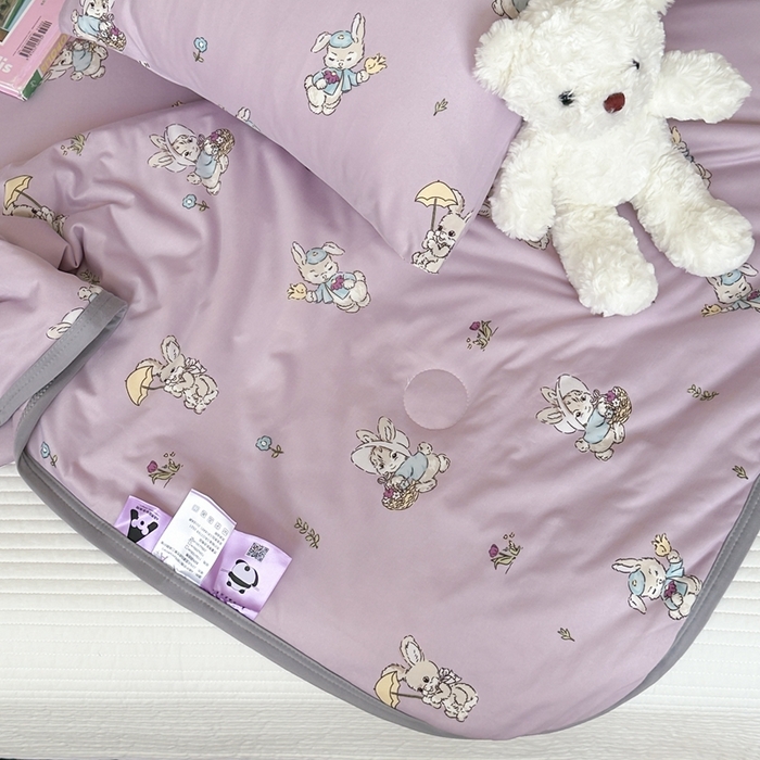 91家纺网 家纺一手货源 找家纺 觅糖家纺 2025新款软糯针织云柔大豆夏被 花蓝小兔