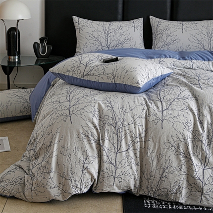 91家纺网 家纺一手货源 找家纺 （总）忆生活家纺 2025新款全棉三层纱色织大提花四件套（花卉款）