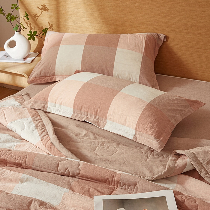 91家纺网 家纺一手货源 找家纺 西域种棉人·千百笠 2025新款A类100%新疆棉花夏凉被纯棉全棉填充原棉空调被手工宽边水洗棉夏被 卡其大格