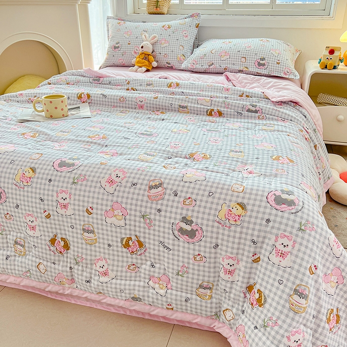 91家纺网 家纺一手货源 找家纺 西域种棉人·千百笠 2025新款A类新疆棉花夏凉被加宽包边水洗棉卡通印花吸湿透气棉花夏被空调被 凌香 童趣