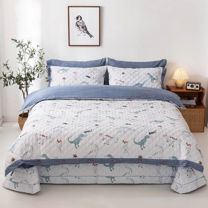 91家纺网 家纺一手货源 找家纺 优乐家纺 2025新款纯棉印花夹棉系列四件套-纽扣款新狂欢乐园