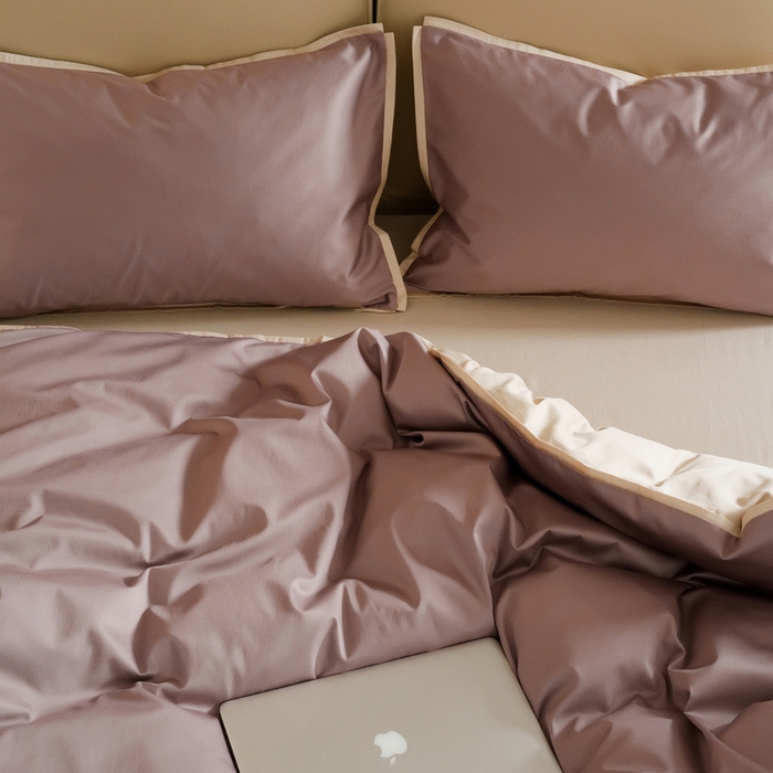 91家纺网 家纺一手货源 找家纺 2025新款长绒棉缺角工艺单品系列单被套 暮光紫