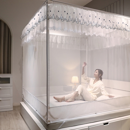 夏彩 2025新款U型三开门外穿坐床蚊帐系列-货号88538/88539 88539本白