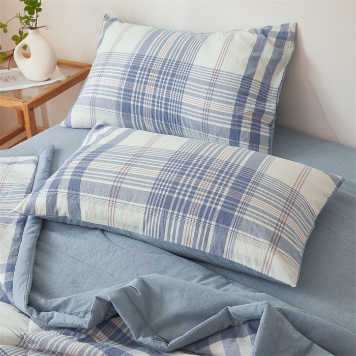 91家纺网 家纺一手货源 找家纺 （总）2025新款A类里外全棉夏凉被100%新疆棉纯棉全棉填充无印格子款空调被原棉夏被