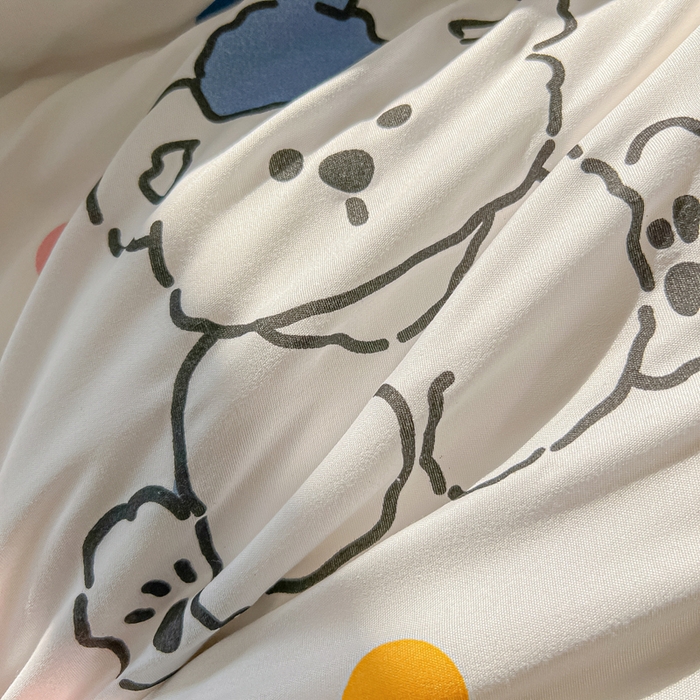 91家纺网 家纺一手货源 找家纺 悦织湾家纺 2025新款亲肤芦荟棉四件套轻奢印花磨毛床上用品亲肤棉四件套 彩点小熊