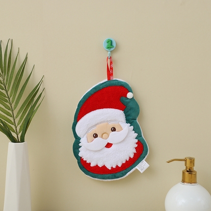 91家纺网 家纺一手货源 找家纺 彩虹毛巾 2025新款珊瑚绒卡通可挂式加厚吸水不掉毛可爱小毛巾厨房洗手间挂巾便携式懒人擦手布-圣诞系列 圣诞老人18*23cm 擦手巾/只