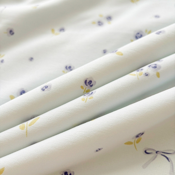 91家纺网 家纺一手货源 找家纺 金喜 2025新款小清新风格有氧针织双层纱大豆被夏被四件套 星晴兰