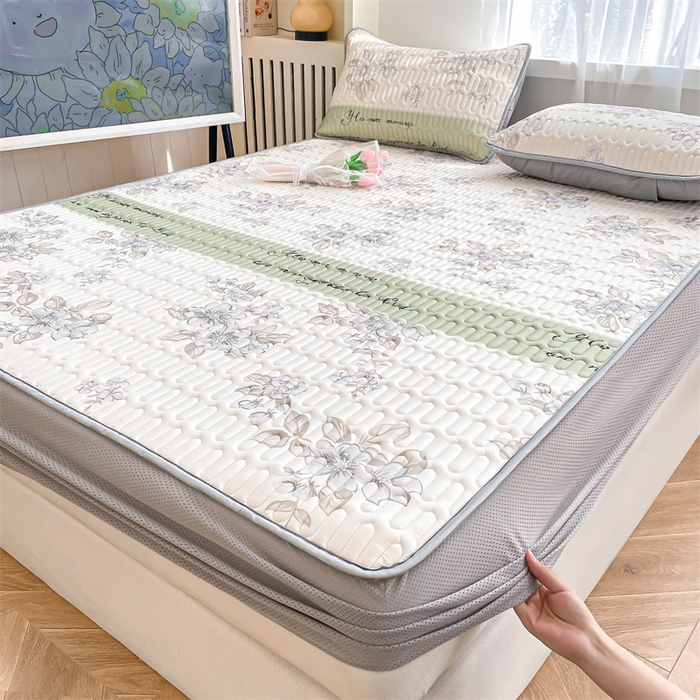 91家纺网 家纺一手货源 找家纺 布卢姆床垫 2025新款5mmA类乳胶凉席床笠套件夏被组合 花艺人间